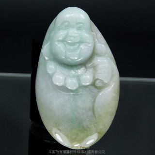 珍珠林~彌勒佛、快樂佛、歡喜佛、笑佛、幸運佛玉珮~緬甸A貨帶黃皮翠玉#376