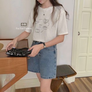 【Fee現貨5色】正韓麵包印花T恤🌸白T 印花T T恤 女上衣 短袖 圓領 韓國女裝 服飾