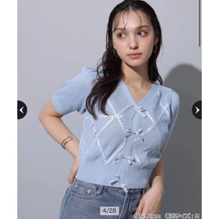 現貨♡95新！Rirandture 今年新款 官網完售 甜美可愛手工編織緞帶立體蝴蝶結鏤空薄針織上衣 淺藍色 另有白色