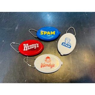 (I LOVE 樂多) 日本進口 SPAM / Wendy's 溫蒂漢堡 橢圓零錢包 鑰匙圈 吊飾