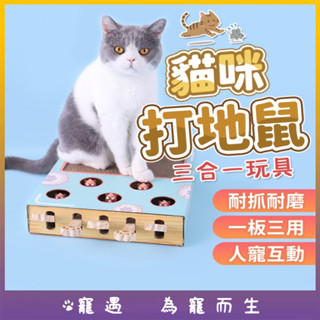 臺灣出貨🥇多功能貓咪玩具 打地鼠 貓玩具 貓抓板 三合一貓咪遊戲盒 逗貓玩具 自嗨玩具 磨爪器貓抓板 貓咪打地鼠玩具