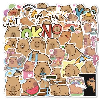 ❰50張不重複❱夏日消暑 水豚君貼紙 手帳貼紙 兒童貼紙 獎勵貼紙 防水貼紙 可愛貼紙 行李箱貼紙 (現貨快速出貨)