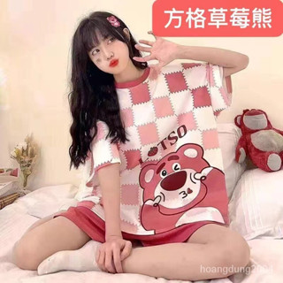 臺灣出貨【甜心睡衣】夏季睡衣 睡衣女 可愛睡衣 韓版睡衣 短袖睡衣女 卡通睡衣 女生睡衣寬鬆睡衣 睡衣套裝 居傢服兩件套