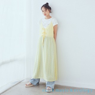 earth music&ecology 花朵蕾絲蝴蝶綁結吊帶洋裝(1K43L0H0730)
