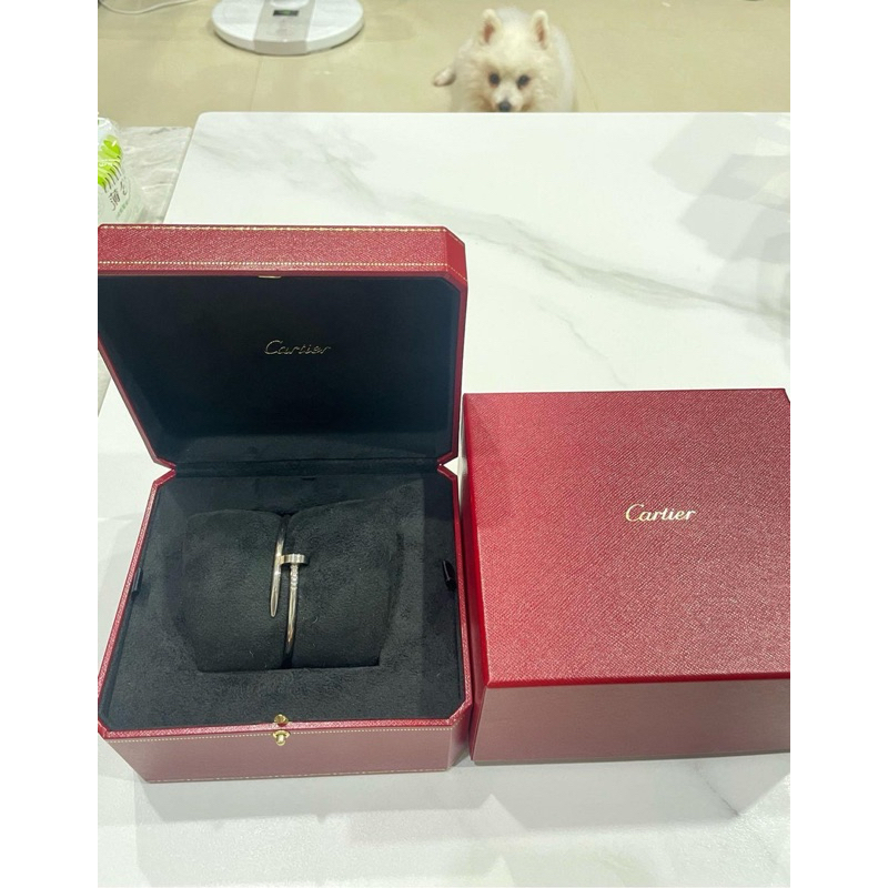 專櫃真品～卡地亞Cartier Juste un Clou寬版白K金16圍釘子手環～舊款扣頭