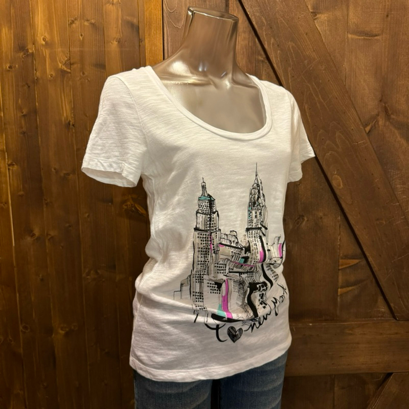 BANANA REPUBLIC 白色印花T-shirt