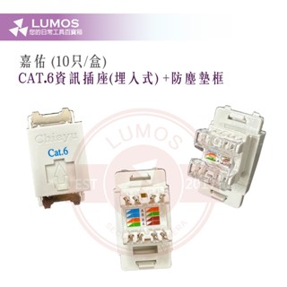 【臺灣現貨/當天出貨】嘉佑CHIAYU Cat.6資訊插座(埋入式) +墊框 Cat6網路插座 JY-1037-CAT6
