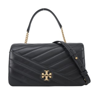 TORY BURCH KIRA 羊皮斜紋衍縫翻蓋手提/斜背兩用包(黑色)｜100%原廠真品｜JS Maxx官方旗艦館