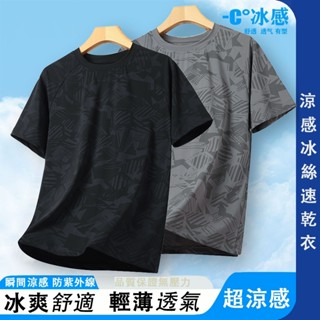 🔥免運 臺灣出貨🔥M-5XL吸濕速乾衣 運動排汗衫 運動上衣 冰絲速乾衣 圓領短袖 男速乾衣 涼感T恤 夏季薄款短T恤男