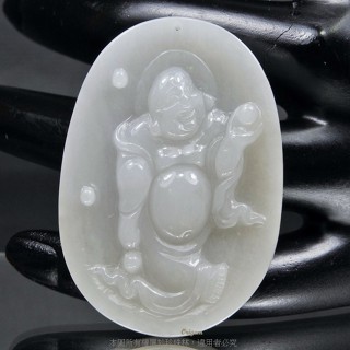 珍珠林~歡喜如意彌勒佛立相玉珮~緬甸A貨緬甸冰種白玉#487