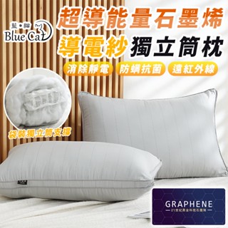 【藍貓BlueCat】臺灣製造 石墨烯導電紗獨立筒枕 獨立筒 導電紗 枕頭 枕芯
