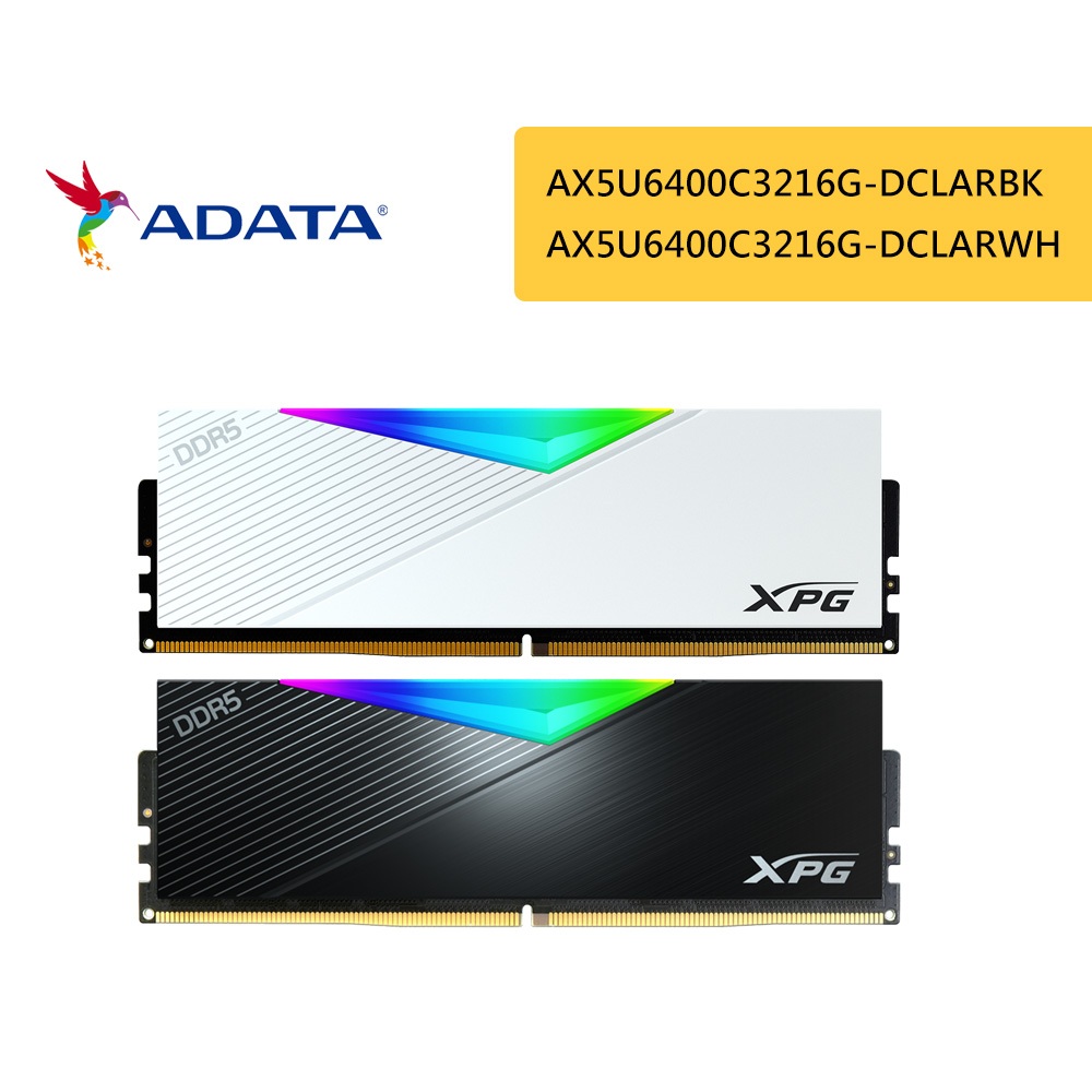 ADATA 威剛 XPG Lancer DDR5 6400 32GB(16Gx2) RGB 桌上型超頻記憶體(黑/白)