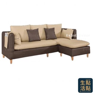 【Point.home點點生活家居】-L型咖啡色貓抓皮沙發