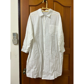 二手衣 中長版白襯衫（可當罩衫、外套）