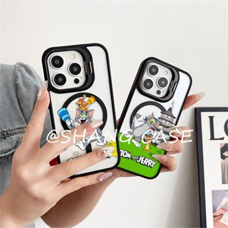 湯姆貓傑瑞五金鏡頭支架 磁吸充電殼 蘋果11 12 13 14 Pro max手機殼 i15 16 plus 防摔保護殼