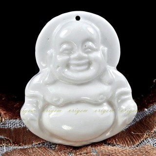 珍珠林~歡喜彌勒佛墜~天然深海硨磲白貝#832