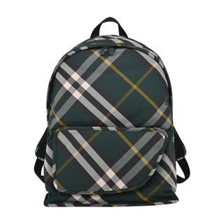 BURBERRY Shield 經典格紋帆布大號後背包(常春藤綠)｜100%原廠真品｜JS Maxx官方旗艦館