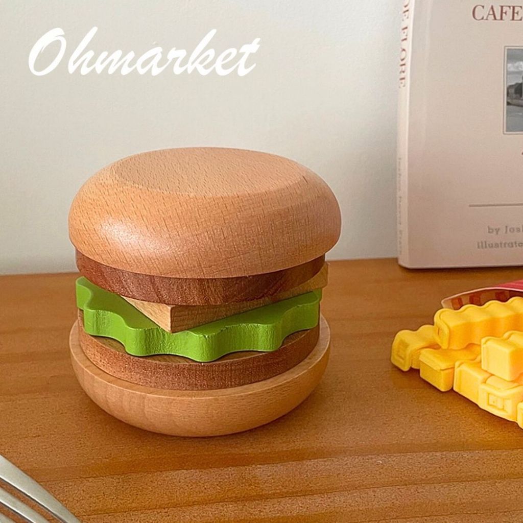 【生活市集】台灣現貨 原木漢堡隔熱墊 造型杯墊 防燙墊 餐墊 木頭杯墊 磁吸杯墊 飲料杯墊 漢堡造型組合杯墊