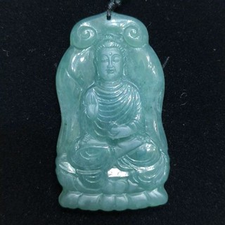 玉貴人…天然冰糯種阿彌陀佛 佛陀 佛祖藍綠翡翠玉佛牌 玉墜，送證書，特價