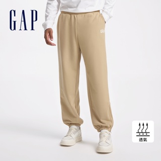 Gap 男裝 Logo束口鬆緊運動褲 碳素軟磨法式圈織系列-卡其色(638989)