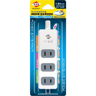 CK-2031威電過載斷電3插座電源延長線