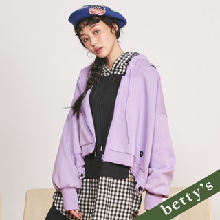 betty’s貝蒂思(35)微短版個性連帽抽繩披肩式外套(紫色)