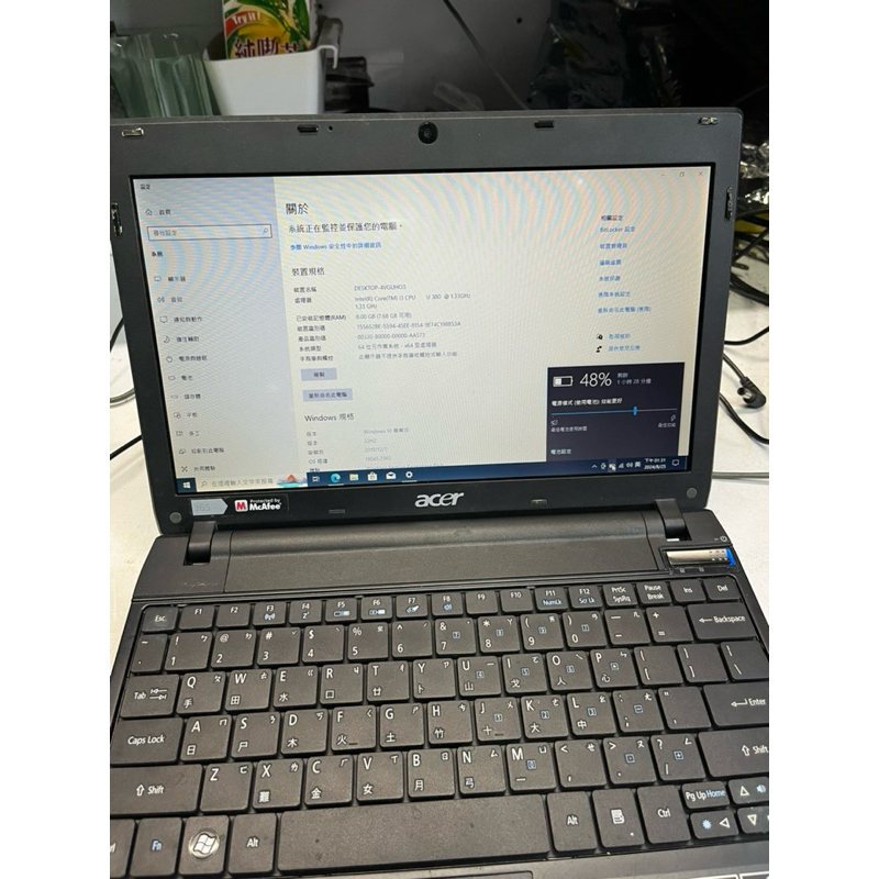 無保固 無配件 8172T 宏碁 筆記型電腦 可蓄電 4g*2=8g ssd240g 安裝win10 無輸入序號 無版權