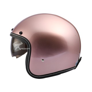 【THH】贈抗UV鏡片 安全帽 T-383A+ 玫瑰金 亮面 內建墨鏡 復古帽 半罩帽 3/4 383｜耀瑪騎士