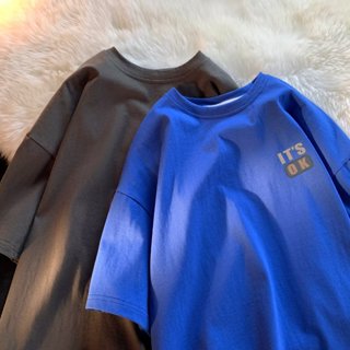 (M-8XL)超帥時尚小標誌印花短袖上衣 美式oversize t恤 男生衣服t恤 寬鬆短t 大尺碼上衣 夏季大學t