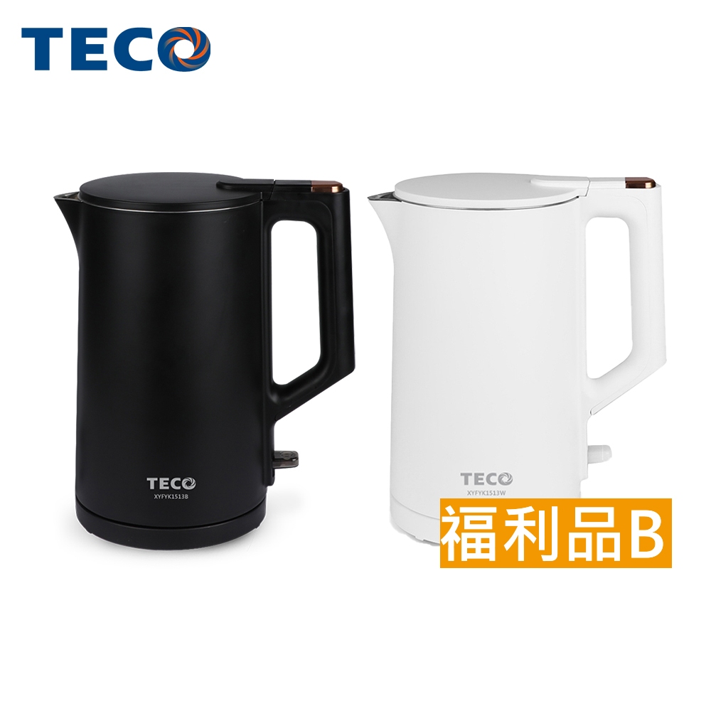 福利品B【東元】316不鏽鋼雙層防燙快煮壺 熱水壺 電茶壺 電熱水壺 泡茶壺XYFYK1513W XYFYK1513B