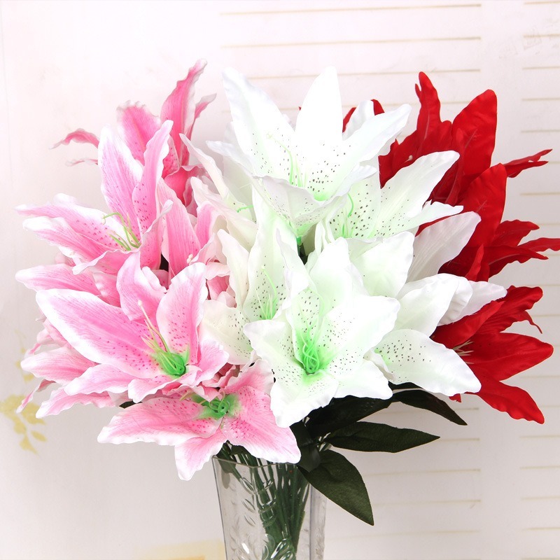 (台灣出貨)仿真10頭大百合花/百合仿真花/仿真香水百合花/絹花/仿真花/人造花/假花/百合盆栽/新年盆栽/年節裝飾