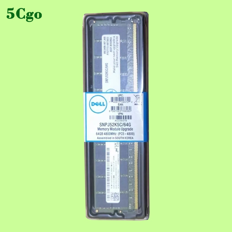 5Cgo.全新Dell/戴爾SNPJ52K5C/64G 64GB 2RX4 PC5-4800B DDR5伺服器記憶體