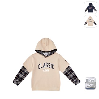 【FILA】KIDS 孩童款 吸濕排汗 連帽上衣-卡其 1TEX-8414-KK