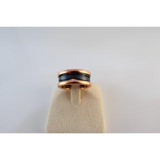 [吉宏精品交流中心]BVLGARI 寶格麗 B.ZERO1 黑陶瓷 三環 玫瑰金 50號 戒指