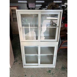 【全國二手傢具館】經典三尺玻璃上下玻璃鐵櫃/辦公設備/二手鐵櫃/公文櫃/上玻璃下鐵櫃/活動櫃/理想櫃/檔案櫃/辦公傢俱