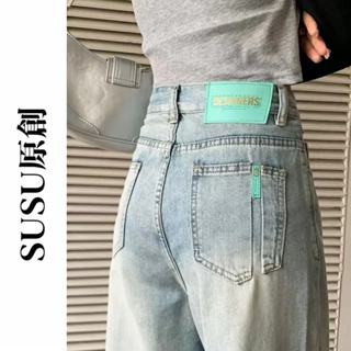 【SUSU原創】大長腿！藍牌！S-3XL 小隻女 牛仔褲 牛仔長褲 長褲 直筒褲 女生 秋 韓版 超顯瘦 高腰 381