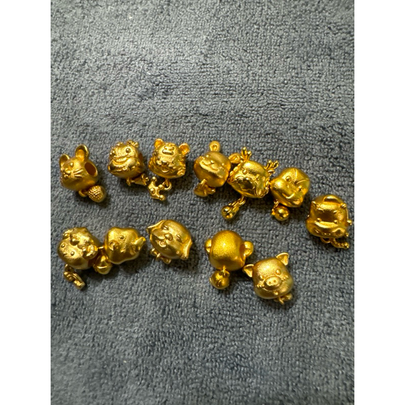 G108 沙金配件 12生肖系列  KT達菲熊 雪莉玫 畫家貓 玫瑰 六字箴言桶珠 吊墜