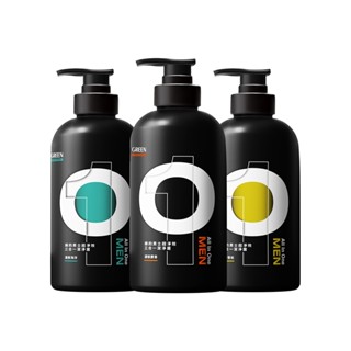 綠的GREEN 男士超淨效三合一潔淨露 500ml 男性沐浴乳 洗髮精 洗面乳X3瓶 (3款任選)