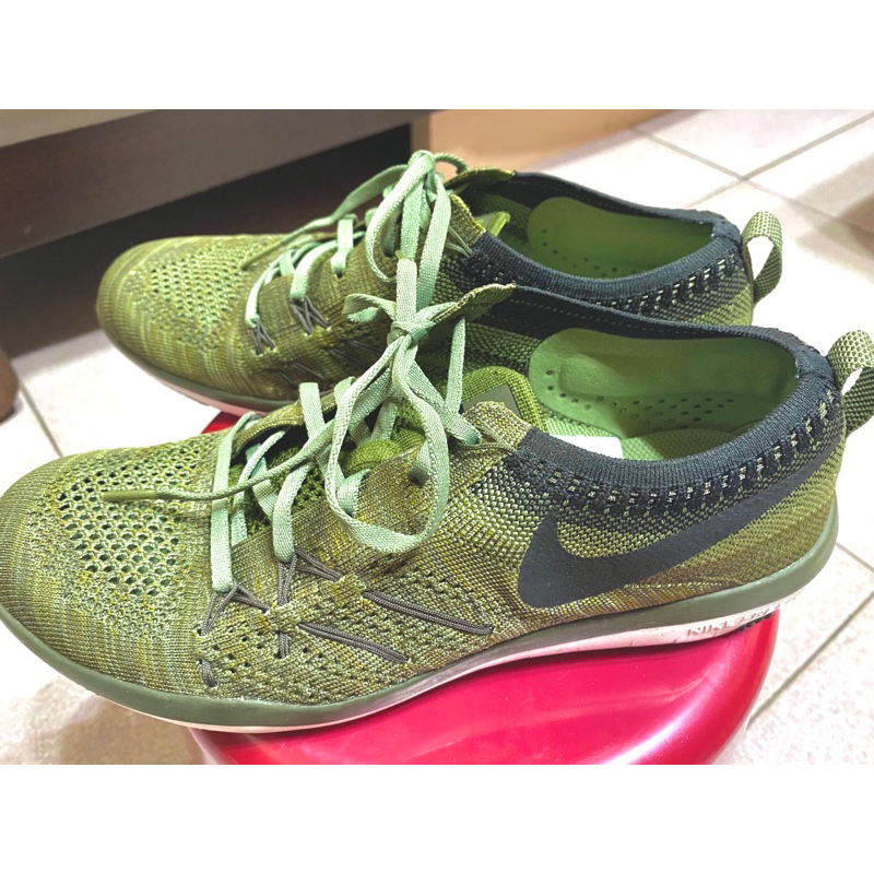 Nike Racer Flyknit 編織軍綠色．女鞋．運動鞋．24.5cm