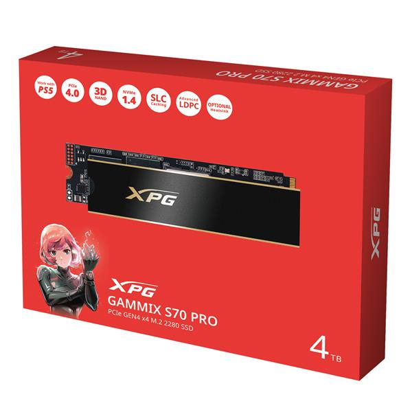 威剛XPG GAMMIX S70 PRO 4TB/ 2TB/ 1TB PCIe 4.0 M.2 2280固態硬碟五年保固