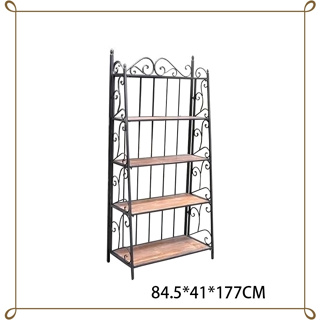 仿古鐵藝四層收納架 刷舊四層鐵架 鐵件置物架 仿古電器架 鐵藝小書架收納架展示架小家電架書架限量促銷【歐舍傢居】