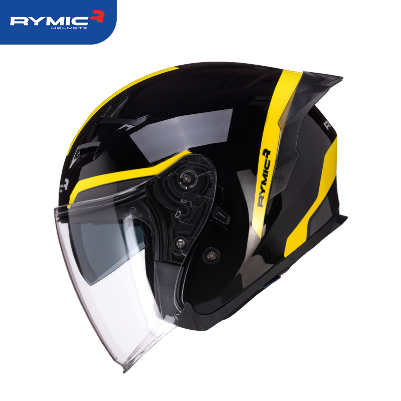 半罩式安全帽  RYMIC R878 多色可選 可拆洗 耳機槽 安全帽 雙鏡片 尾翼