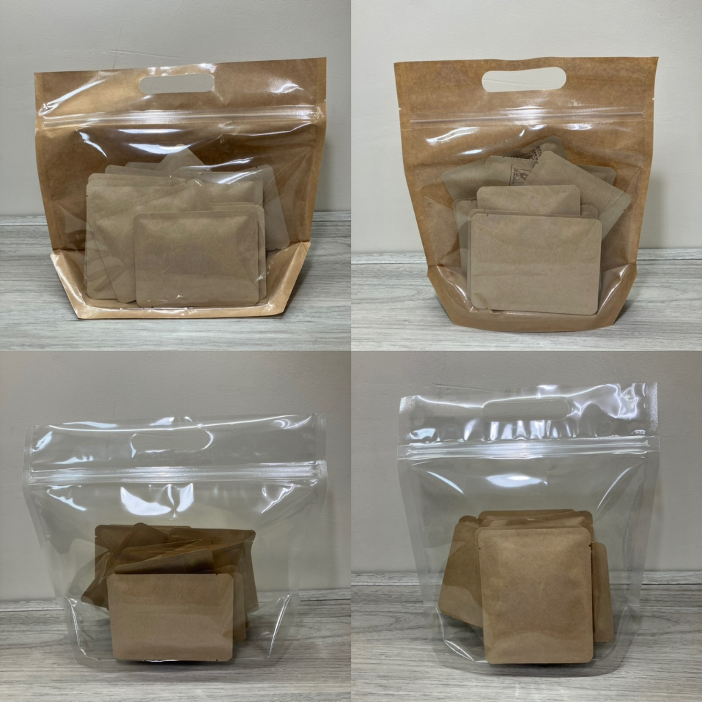 台灣製-手提鑽石型夾鏈立袋(可裝濾掛咖啡10-25包) 站立手提袋 透明袋 牛皮手提袋 環保提袋 麵包袋