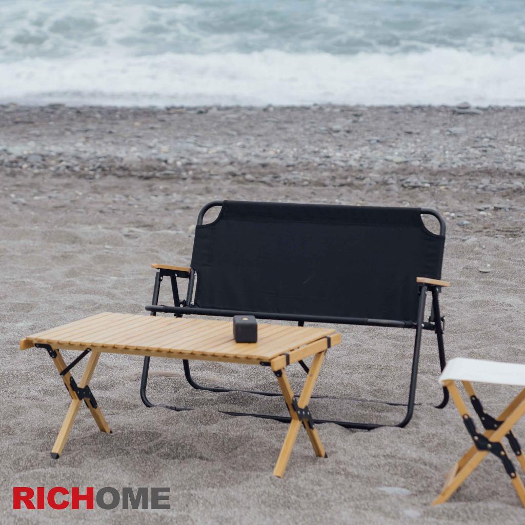 【RICHOME】福利品 CH-1371 雙人彈簧折疊椅 露營 野餐 折疊椅 烤肉 戶外 咖啡 茶几 聚會 雙人椅