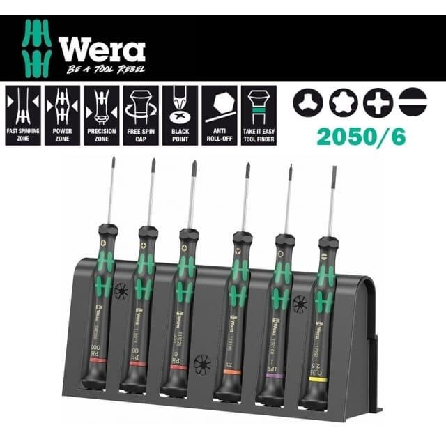 瘋狂買 Wera 維拉 2050/6 精密電子i-phone起子6支組+收納架 十字五星三葉一字螺絲起子 黑色刀頭 特價