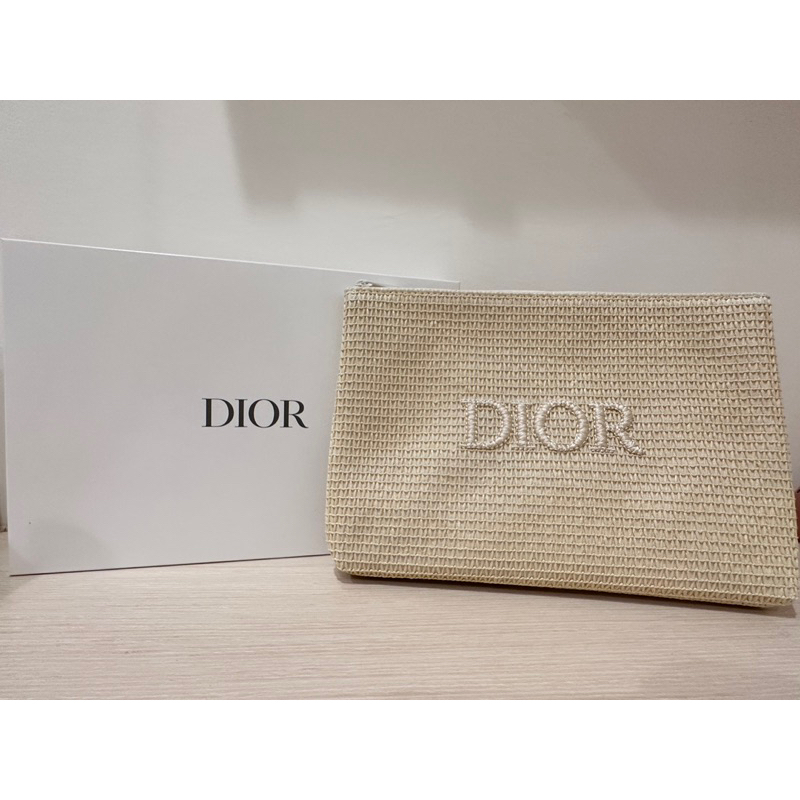 全新Dior迪奧法式花園化妝包（大容量）夏日草編風