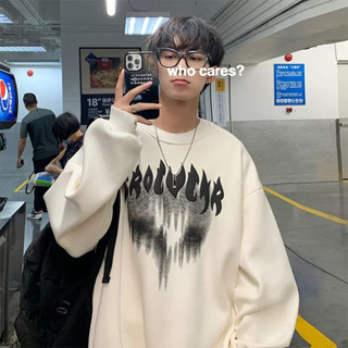 美式重磅衛衣男 套頭無帽休閒衛衣 春秋款歐美hiphop 潮牌發泡 印花無帽長袖外套『癮品流行』