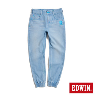 EDWIN 女款 EDGE x JERSEYS迦績 超彈力錐形束口牛仔褲(石洗藍)