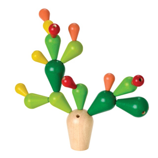 泰國Plantoys 益智玩具-平衡仙人掌 木質創意穿線板 彩虹橢圓木琴