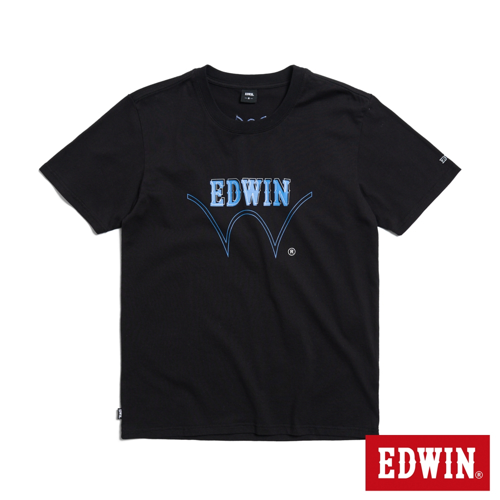 EDWIN W框線LOGO短袖T恤(黑色)-男款